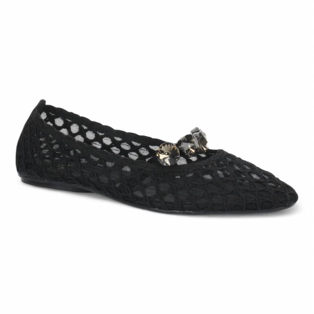NEW LOVE RIO women's stones mesh ballet flats in black